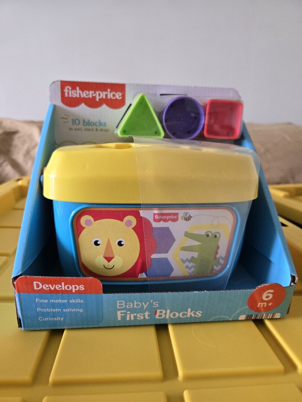 Fisher-Price Shape Sorter Blocks Container - Yellow & Blue